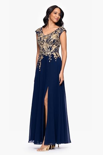Image of Betsy & Adam Women's Betsy & Adam Women's Scuba Crepe High Neck Ruffle Hem High Low Dress