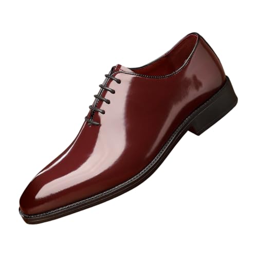 Santimon Men's Patent Leather Dress Shoes Elegant Wholecut Lace-Up Formal Shoes for Weddings, Business