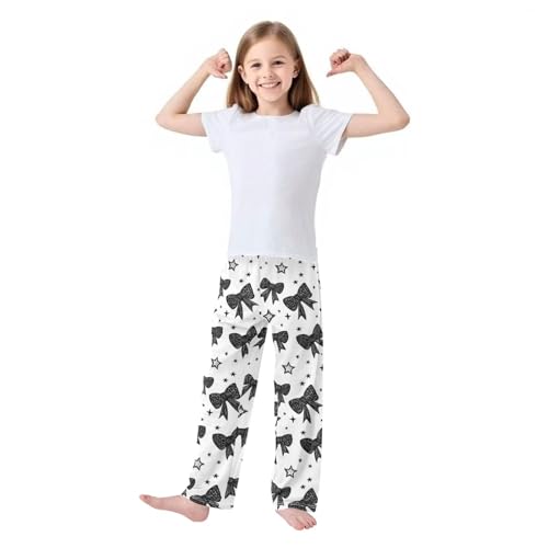 Pajama Bottoms, Black Bows Cute Pajamas Pant Sleep Long Pants Lounge Wear Sleepwear Soft Pjs2