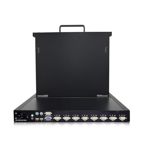 Image of 1U Rack Console KVM 19 inch Rack Mount Monitor Keyboard 8 Port VGA with Cables