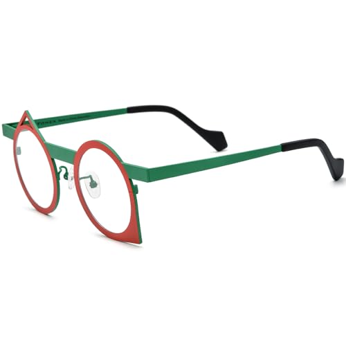 Image of FONEX Colorful Pure Titanium Glasses Frame Women Retro Round Eyeglasses