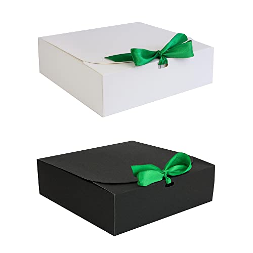 Boîte kraft montage facile Emartbuy lot de 12 boites cadeaux ruban vert