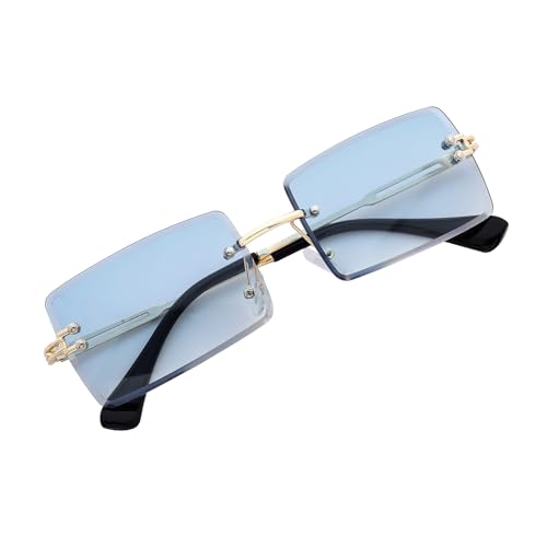 Fashion Sunglasses Retro Frameless Square Gradient Y2K Tinted Eyewear Daily Travel Sunglasses for Men Women4