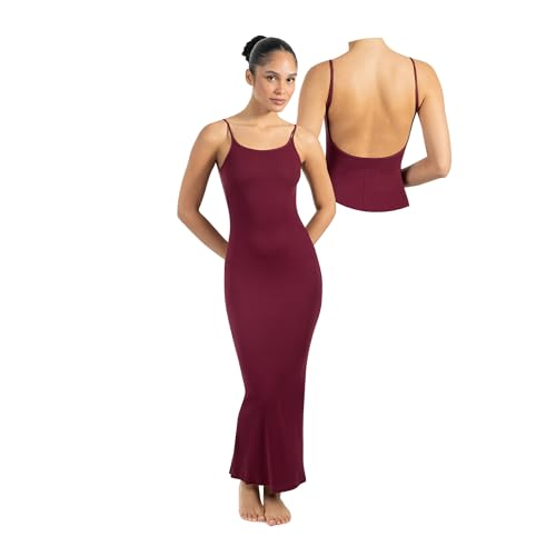 SMILODOX Kleid Damen Backless Maxi Dress Aveline, Figurbetontes Rückenfreies Rippstrickkleid mit Spaghettiträgern, knöchellang, elastisches...
