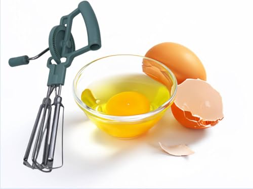 Manual Rotary Egg Beater | Double Head Whisk | Hand Crank Whipper for Eggs, Cream and Batter