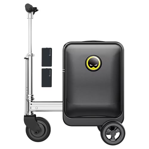 Black 20L Smart Rideable Suitcase SE3S with 2 Batteries/Transparent Dust Cover, Can be Boarded, 73.26WH Removable Battery, 13km/h, Aluminum Alloy Frame, Load 110kg, for Adults Travel