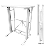 E-WIN スタンディングデスク 昇降デスク 折りたたみ キャスター付き 小さめ 幅58cm×奥行40cm 高さ調整 簡単組立 コンパクト スリム 昇降 手動 パソコンデスク オフィスワークテーブル 在宅 白 ホワイト 折りたたみテーブル SD58-WH