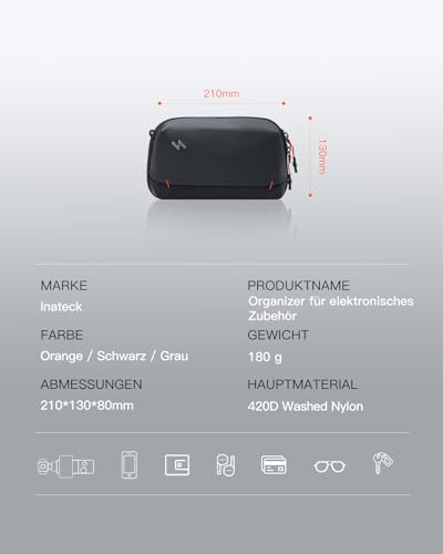 Inateck Portabler Kabeltasche, Spritzwassergeschützte Elektronik Organizer – Ansicht 2