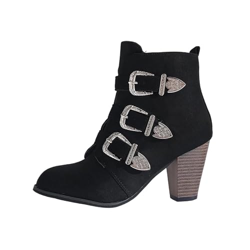 Bottes courtes d'hiver pour femme en noir taille 40 avec boucle
