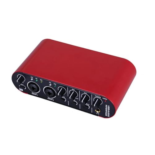 Getdoublerich Interfaz de audio USB de 24 bits y 192 kHz con bucle trasero para grabación de guitarra, podcasting y streaming, mezclador compacto de tarjetas de sonido ABS, rojo
