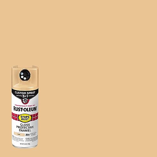 Image of Rust-Oleum Stops Rust Custom 5-in-1 Spray Paint, Gloss Sand | Rust Preventive Enamel, Multi Surface (Metal, Wood and More), Adjustable Dial for Better Control, Fast Dry, Comfort Tip