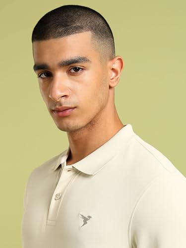 Image of TECHNOSPORT Mens Slim Fit Polyester Active Wear Collar Polo T-Shirt with Long Sleeves for Workout, Sports