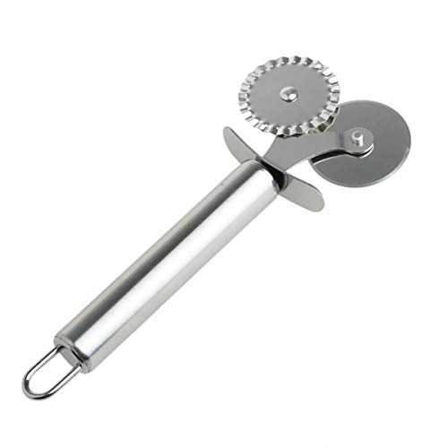 Pastry Ravioli Wheel Cutter, Stainless Steel Single/Double Roller Pizza Slicer Wheel Cutters, Pastry Pasta Pie Crusts Cookies Crimper Cutter Dough Pizza Ravioli Wheel Tools Wavy Edge Blade