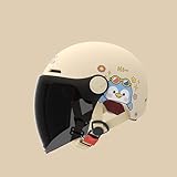QJWMatic Cascos De Motocicleta para Niños. Casco De Medio Casco para Niños con Visera Solar HD Casco para Ciclomotor Eléctrico para Niños Y Niñas De 3 A 16 Años I,45-55CM