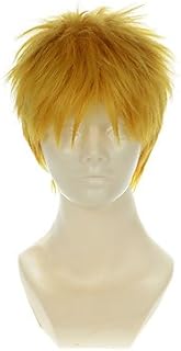 Peluca sintética para mujer, color amarillo
