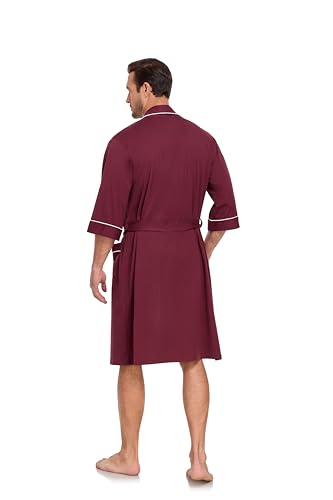 Image of COLORFULLEAF 100% Cotton Men's Bathrobes Summer Kimono Short Sleeve Lightweight Soft Breathable Spa Robe for Men