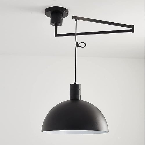 Lustre industriel noir et chrome avec plafonnier suspendu réglable