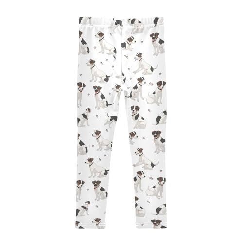 Wusikd White Black Dog Girls' Leggings Toddler Doodles Kids Yoga Pants Dance Active Tights 4T2