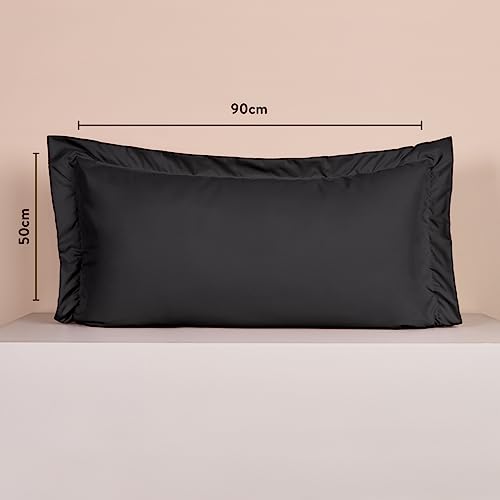 Kit 02 Fronhas Envelope Slim c/ 03 Abas 200 Fios King 90cm x 50cm (Preto)