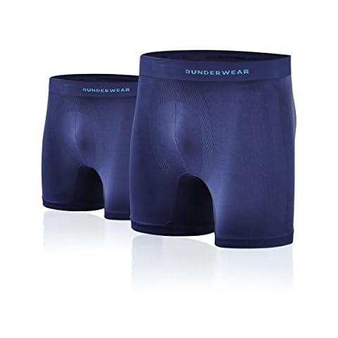 Runderwear Men's Running Boxers (Pack of 2) - Chafe-Free Running Underwear (Navy (Pack of 2), Medium (32" - 34" Waist)) Cover