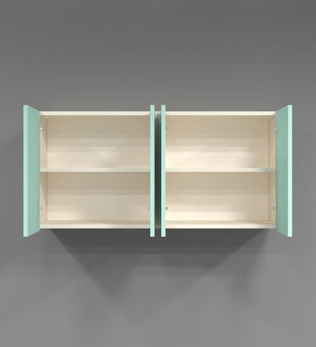 Image of SPECIALITY PANELS 4 Door Wall Cabinet with UV Profile Shutter | Wall Mounted Storage Cabinet for Kitchen Bathroom Living Room | Wooden Wall Cabinet Organizer Mint Finish DIY Assembly