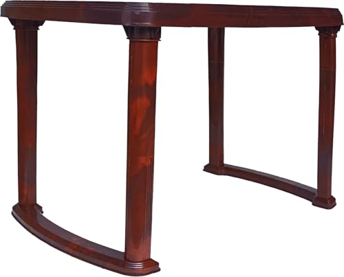 Image of NOVATEC Heavy Sumo Plastic Dining Table for Home, Restaurant, Cafe, Outdoor, Garden | Strong & Durable | 4-6 Seater Modern Dining Table (Biege) (Rosewood)