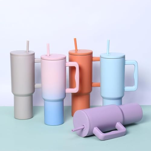 Image of Tumbler with lid and Straw 1200ML Cup Stainless Steel Vacuum Insulated Tumbler for Water, Iced Tea or Coffee 1.2L Office Gym Travelling (Candy Haze Custome)