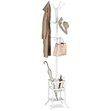 Yoobure Coat Rack Freestanding, Coat Tree with Umbrella Holder, Metal Coat Rack Stand with 12 Hooks, Modern Coat Hanger Stand for Entryway, Purse Rack Hat Rack Stand for Living Room Bedroom Office