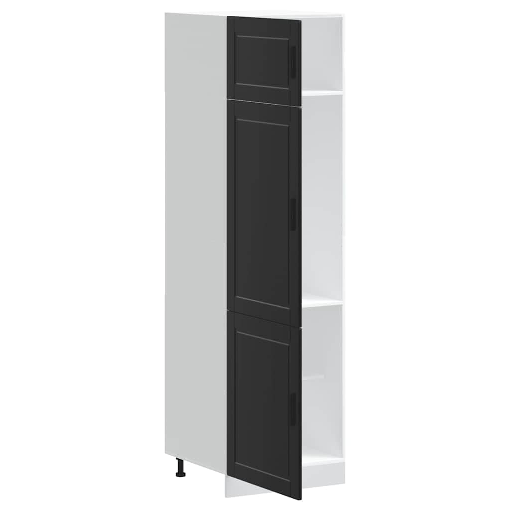 Küchenschrank Porto Schwarz Holzwerkstoff mit 60x57x207 cm, verstellbaren Füßen, Stauraum für Küchengeräte, platzsparend, pflegeleicht, ideal für Küche und Haushalt