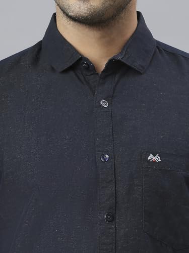 Image of Thomas Scott Men's | Solid | Half Sleeve | Slim Fit | Linen Blend | Spread Collar | Casual Shirt
