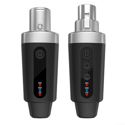 Wireless Microphone Converter 2.4G XLR Transmitter Receiver System para micrófonos dinámicos USB recargable Alcance 50M Audio estable Negro (1 en 1) miniatura 5