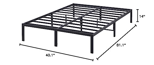 Olee Sleep 14 Inch Dura Metal Steel Slat Bed Frame, Twin XL