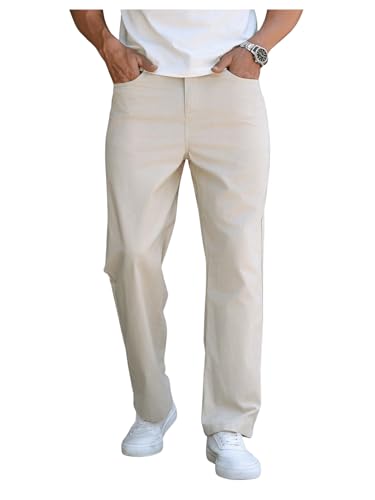 SOLY HUX Men's Straight Leg Pants Casual Elastic Waist Work Office Trousers with Pockets