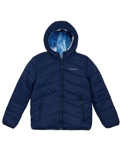 Image of Eddie Bauer Girls' Reversible Jacket - Deer Harbor Waterproof Lightweight Puffer Coat with Faux Shearling Lining (5-20)