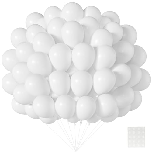 Patimate White Balloons - 150pcs 5 Inch White Latex Party Balloons for Engagement Anniversary Bachelorette Bridal Shower Wedding Baby Shower Party Birthday Decorations