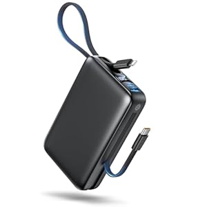 IGGPBB Portable Charger Power Bank, Portable Phone Charger with 2 Built in Cables, 22.5W Fast Charging Travel Essentials Battery Pack for iPhone, iPad, MacBook, Android, Samsung Galaxy etc.