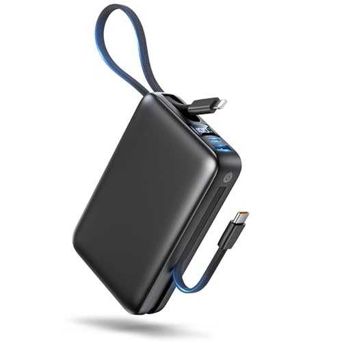 IGGPBB Portable Charger 50000mAh Power Bank, Portable Phone Charger with 2 Built in Cables, 22.5W Fast Charging Travel Essentials Battery Pack for iPhone, iPad, MacBook, Android, Samsung Galaxy etc.