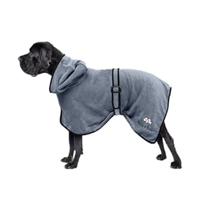 Bella & Balu, Microfibre Dog Bath Robe + Paw Towel, Absorbent for Drying After Bathing, Swimming or Walking in the Rain, xl, grey