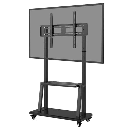Image of Smart Board Stand for 55 inch-75 inch Interactive Whiteboard, Adjustable Mobile Stand with Four Lockable Wheels, Storage Shelf, Designed for Versatile Classroom, Home, Office