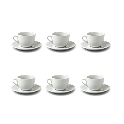 SCHÖNHUBER FRANCHI Set 6 Tazze per Cappuccino con piattino in Porcellana Bianca | Elegante e Resistente | perfette per Bar, Ristoranti, Pasticcerie, Panetterie, Hotel