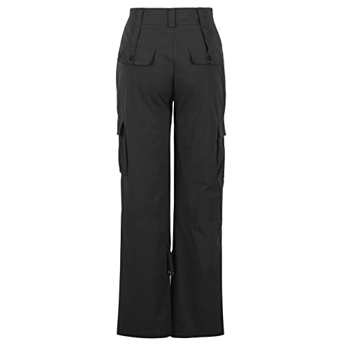 Women's Cargo Straight Leg Pants Baggy Casual Wide Leg Tactical Pants Loose Stretch Outdoor Hiking Work Trousers Black #TOP3