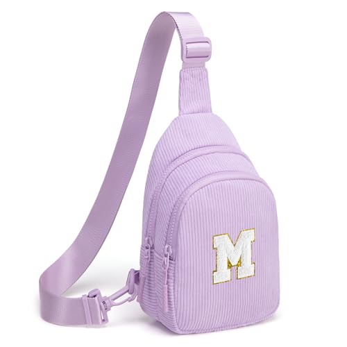 Image of Viverte Small Corduroy Sling Bag Initial Crossbody Bag Fanny Pack for Girls Personalized Birthday Gifts for Teen Girls Gifts