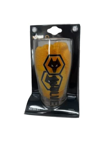 Premier Life Store Wolverhampton Wolves Glass Bar Set - Glass Coasters & Towel