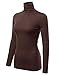 FASHIONOLIC Womens Premium Long Sleeve Turtleneck Lightweight Pullover Top Sweater (CLLT002) Brown 3X