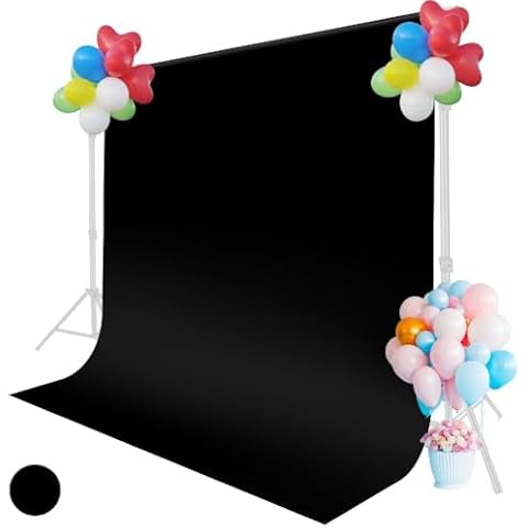 Black Background for Photography, Small Black Photo Backdrop 5x6.5ft Collapsible Black Curtain Backdrop, Portrait Black Back Drop for Photoshoot Photographic Studio Photo Backgrounds with Rod Pockets Cover