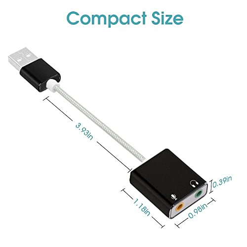 Image of USB Sound Card for Laptop PC, 7.1 CH l USB to Aux 3.5mm Audio Adapter Compatible with Laptop, PC, Windows, Mac, Linux, PS5, PS4, Plug & Play No Drivers Need (Multicolor)