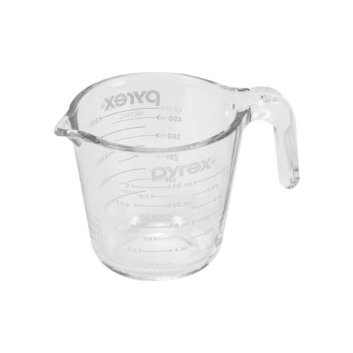 Recopilación de Pyr o rey los más solicitados. 44 Pyrex CP-8651 - Taza medidora, 16.8 fl oz (500 ml), vidrio resistente al calor, apto para horno, apto para microondas, apto para lavaplatos, congelador, color blanco