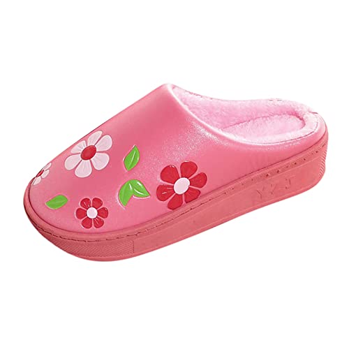 RTPR Invierno calor espuma hogar antideslizante interior y exterior zapatillas de algodón de las mujeres de invierno suela gruesa estampado floral algodón zapatillas calientes zapatillas casuales,