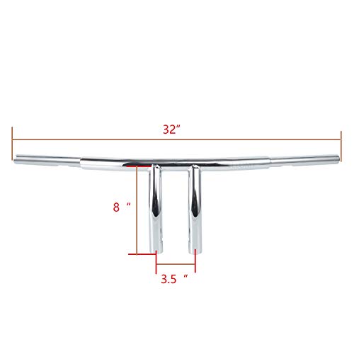 8'' Rise 1-/4'' T Bar Handlebar Drag Bar Fit Harley 96-17 Sportster Dyna Softail (Chrome) #TOP4