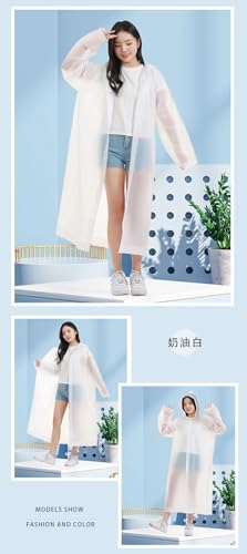 Image of Rain Ponchos for Adults, Reusable PEVA Rain Coats for Women Men Waterproof Lightweight Long Rain Jackets with Hood